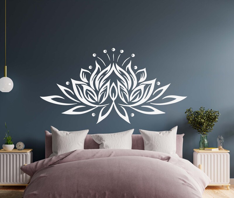 Lotus Wall Vinyl Decal, Yoga Lotus Decal, Lotus Flower Sticker, Perfect for Bedrooms, Living Rooms - n005